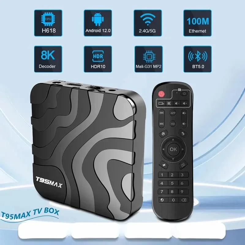 T95MAX RAM 4GB Android 12.0 Allwinner H618 Smart HD Network TV