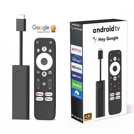 DCOLOR Stick TV 4K S905Y4, Box Décodeur ATV smart Avec Télécommande Vocale, Double WiFi 5G, Android 11