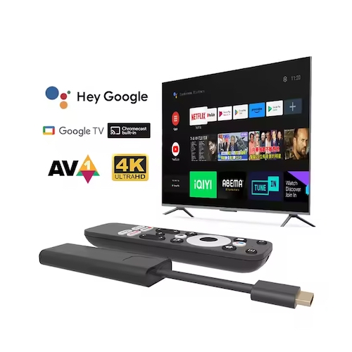 DCOLOR Stick TV 4K S905Y4, Box Décodeur ATV smart Avec Télécommande Vocale, Double WiFi 5G, Android 11