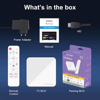 Nouvelle box  H96 Max TV Box 2025 commande vocale Quad Core Allwinner H313 lecteur multimédia 4K UHD 2 Go de RAM 16 Go de ROM décodeur