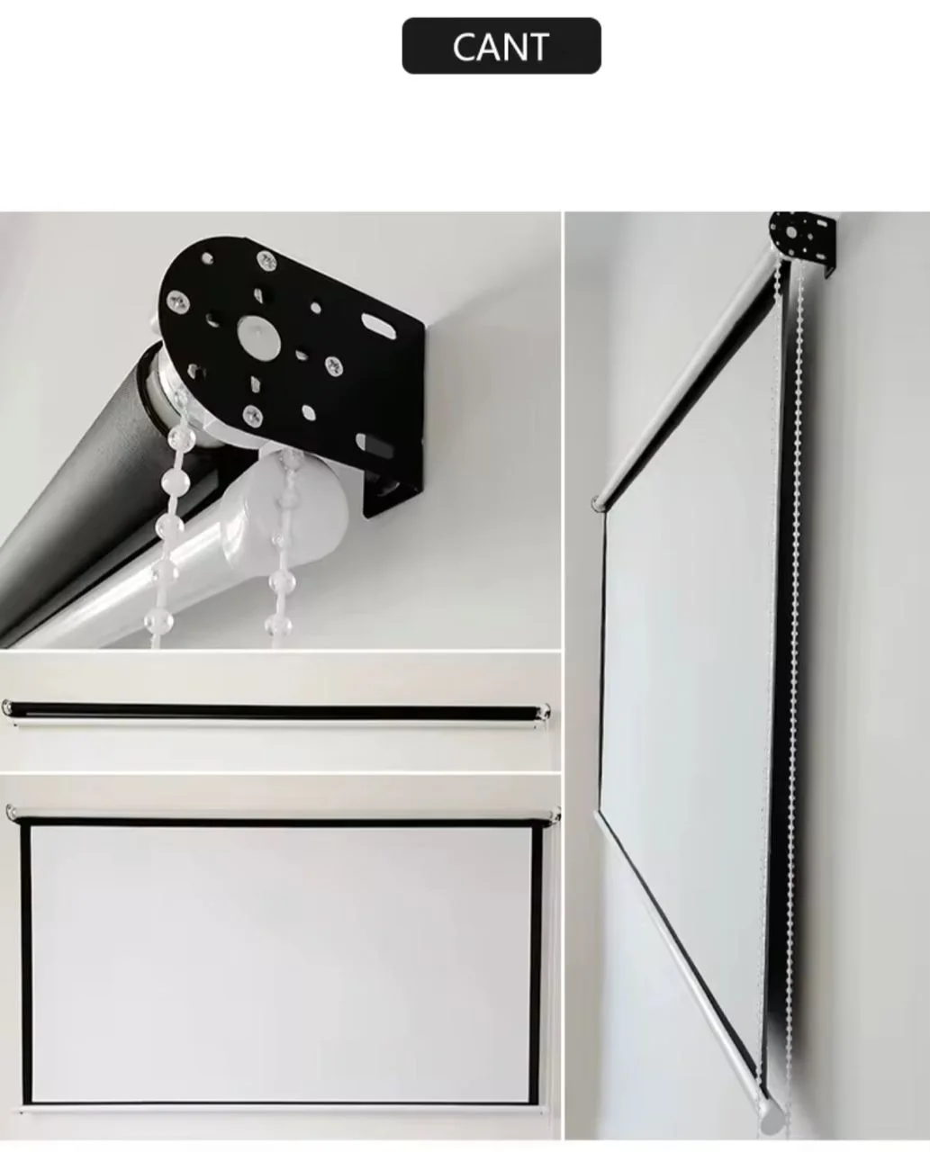 Écran de projection blanc mat deroulant suspendu de 100  pouce pour cinéma intérieur 4K 3D