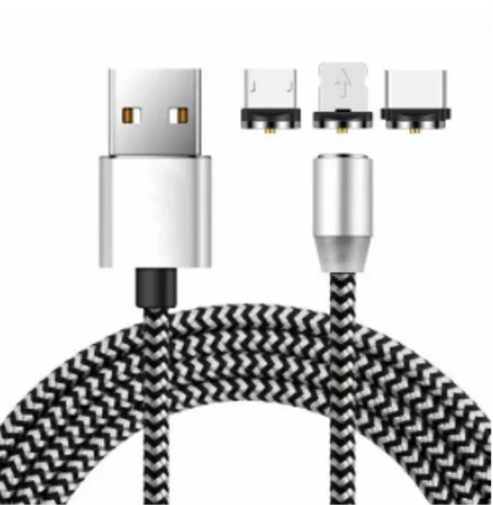 360 Magnetic Charging Cable,2.4A Fast Charging with LED , 3 in 1 Usb iPhone Type C