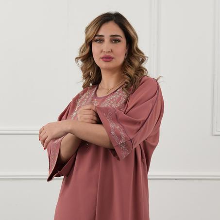 قندورة كريب حرير بـليزيستراس