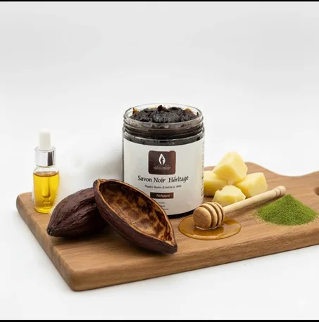 🖤 Savon Noir Naturel – Black Soap aux cabosses de cacao & miel