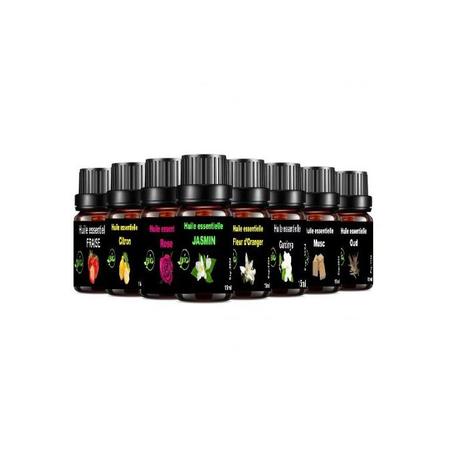 Bio 8 Huiles Essentielle 9x15ml, 100% Pures et Naturelle JASMINE, ROSE...