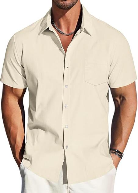 TARAINYA Chemise Lin Homme Coton Manches Courtes éTé Décontractée Hawaienne Regular Fit