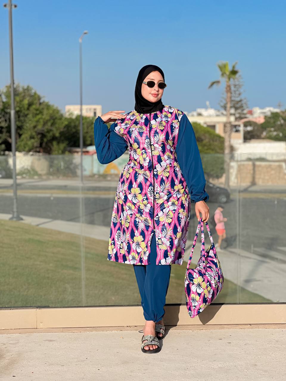 بوركيني صيف 2025 بأربعة قطع مع صاك