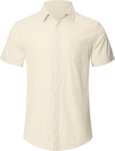 TARAINYA Chemise Lin Homme Coton Manches Courtes éTé Décontractée Hawaienne Regular Fit