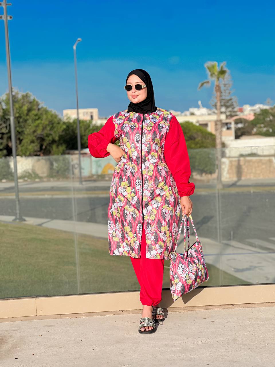 بوركيني صيف 2025 بأربعة قطع مع صاك