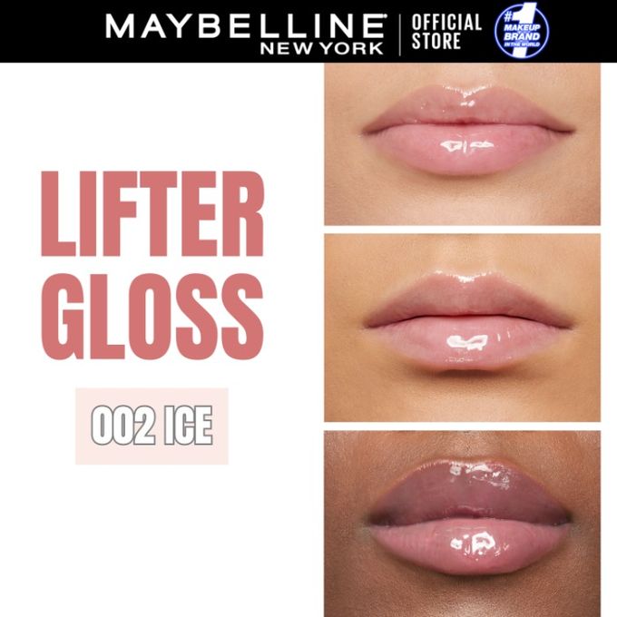 Maybelline لامع شفاه مرطب ولمعان فوري - غني بحمض الهيالورونيك - ليفتر لامع - لون: 002 ثلج