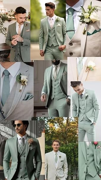 HUUTOE Costume 3 pièces ajusté pour homme avec blazer, gilet et pantalon, pour l’été, mariage