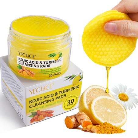 مَسَحات الكركم بحمض الكوجيك لتقشير وتفتيح البشرة