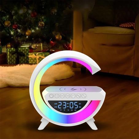 شاحن لاسلكي سريع جديد مع مكبر صوت بلوتوث وساعات منبه ذكية وإضاءة صوتية ومصباح طاولة للمكتب