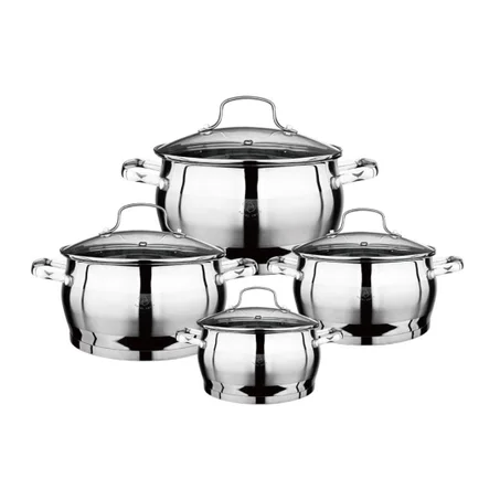 Ensemble de 8 casseroles en acier inoxydable en forme de pomme avec couvercles en verre