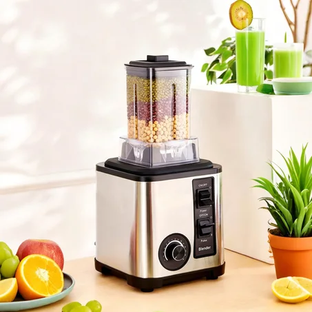 Royal Swiss® Blender Professionnel 2000W avec Broyeur – Mixeur Puissant 2L, 15 Vitesses + Pulse, Lames Inox, Blender Smoothie, Glace Pilée, Fruits Congelés, Moulin Café et Épices
