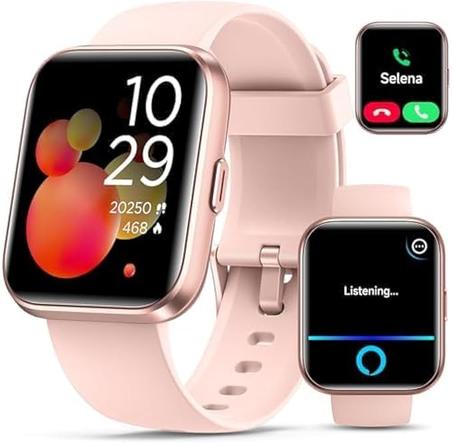 ساعة ذكية للنساء من كويكان للرد / اجراء المكالمات، ساعة تتبع اللياقة البدنية 1.8 انش اليكسا مدمجة، مراقب معدل ضربات القلب، ساعات ذكية للسيدات 2024 120 وضع رياضي 110 قرص، لجوالات اندرويد وiOS 