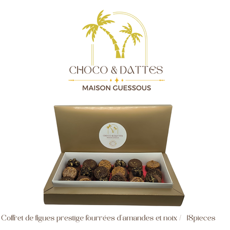 Coffret de Figues Prestige Fourrées aux Noix et Amandes grillées – 18 pièces