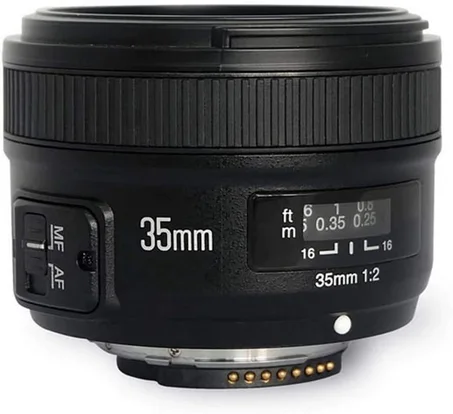 Objectif Yongnuo YN-35 mm F/2 pour Appareil Photo Nikon DSLR Auto Focus AF/MF