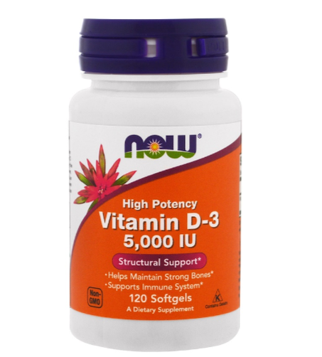 Now Foods, Vitamine D3 , pouvoir élevé, 5 000 UI, 120 gélules