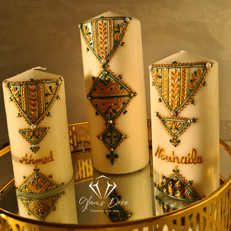 مجموعة شموع ليلة الحناء بالنقش الفاسي