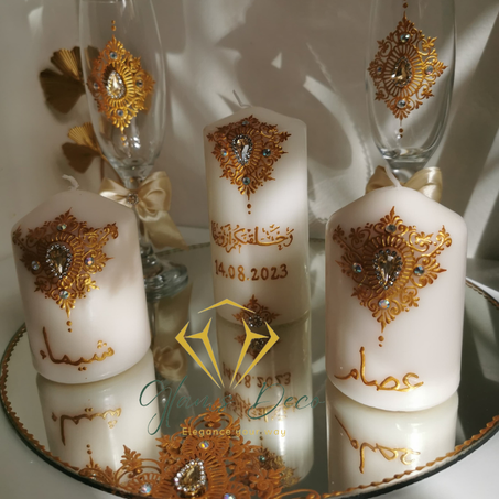 طقم شموع ملكي لمناسبة زفاف او خطوبة