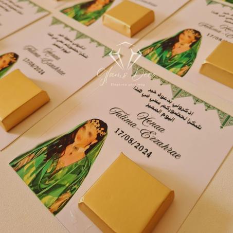 بطاقات شكولاتة لليلة الحناء