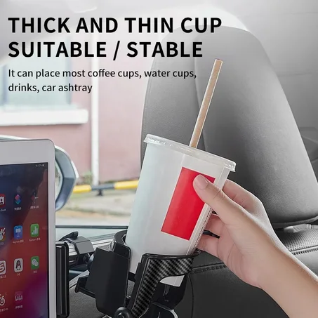 حامل تابلت السيارة خلف المقعد 2 في 1 مع حامل أكواب