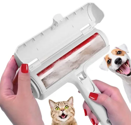 أداة إزالة شعر الحيوانات الأليفة تشوم تشوم– مزيل شعر القطط والكلاب قابل لإعادة الاستخدام مناسب للأثاث، والأريكة، والسجاد، ومقاعد السيارات والمفروشات – صديق للبيئة، وسهل الحمل والنقل، مزود بأد