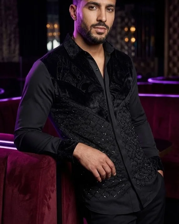 Chemise Homme De Luxe Bicolore Velours