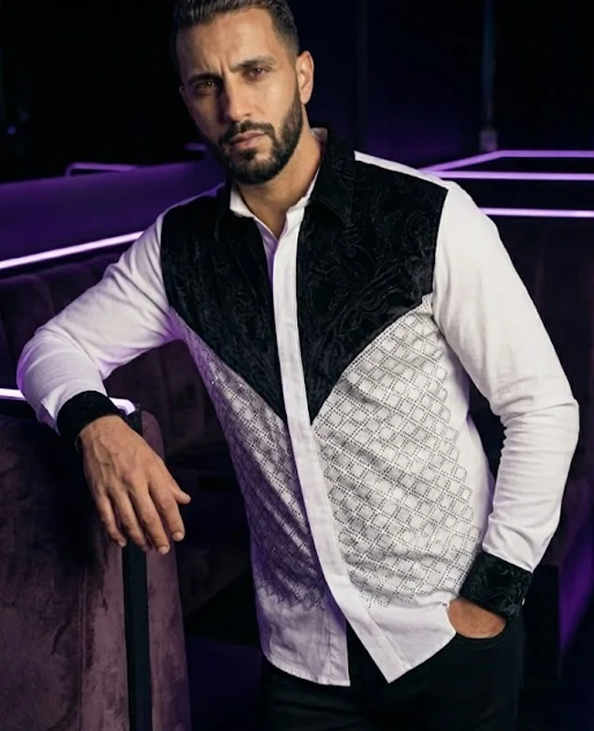 Chemise Homme De Luxe Bicolore Velours