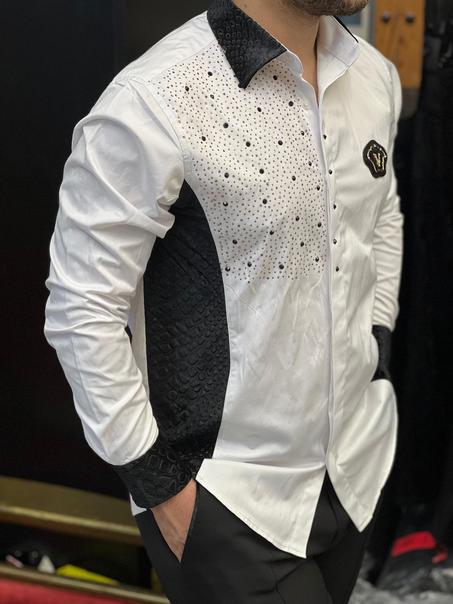 chemise ajustée à strass doré