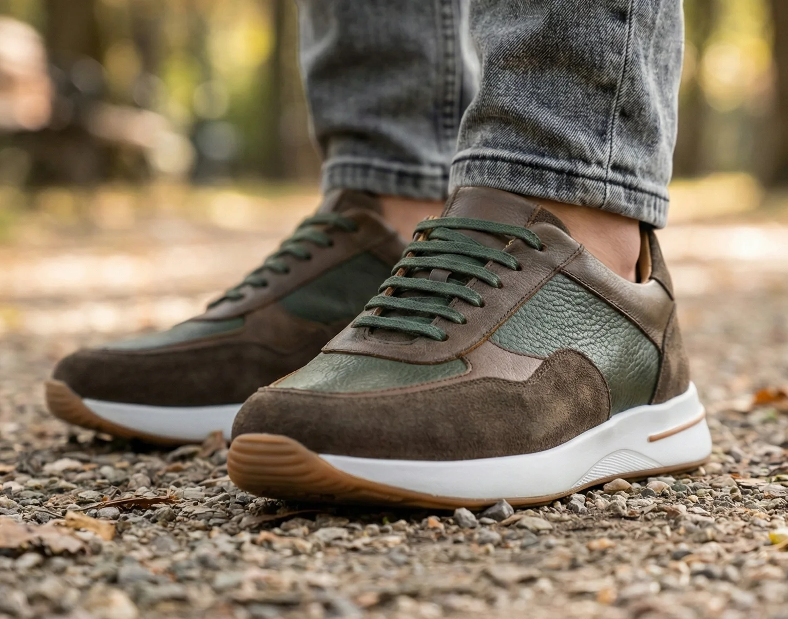 Baskets vertes et marron