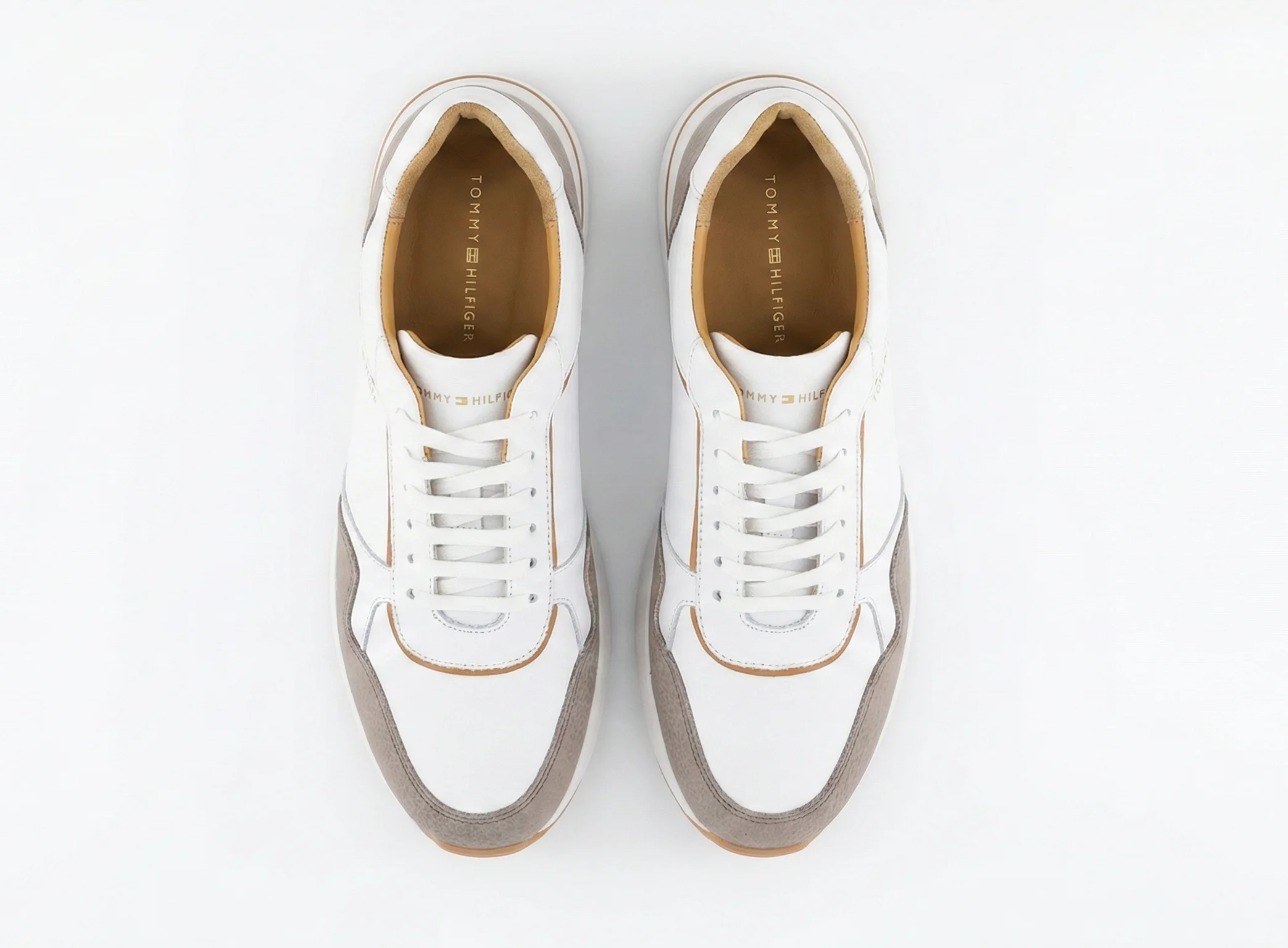 Baskets blanches & beige