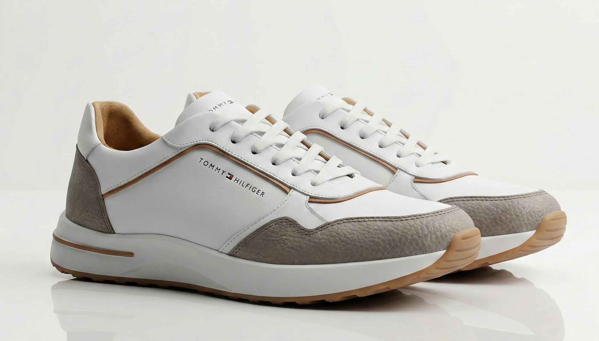 Baskets blanches & beige