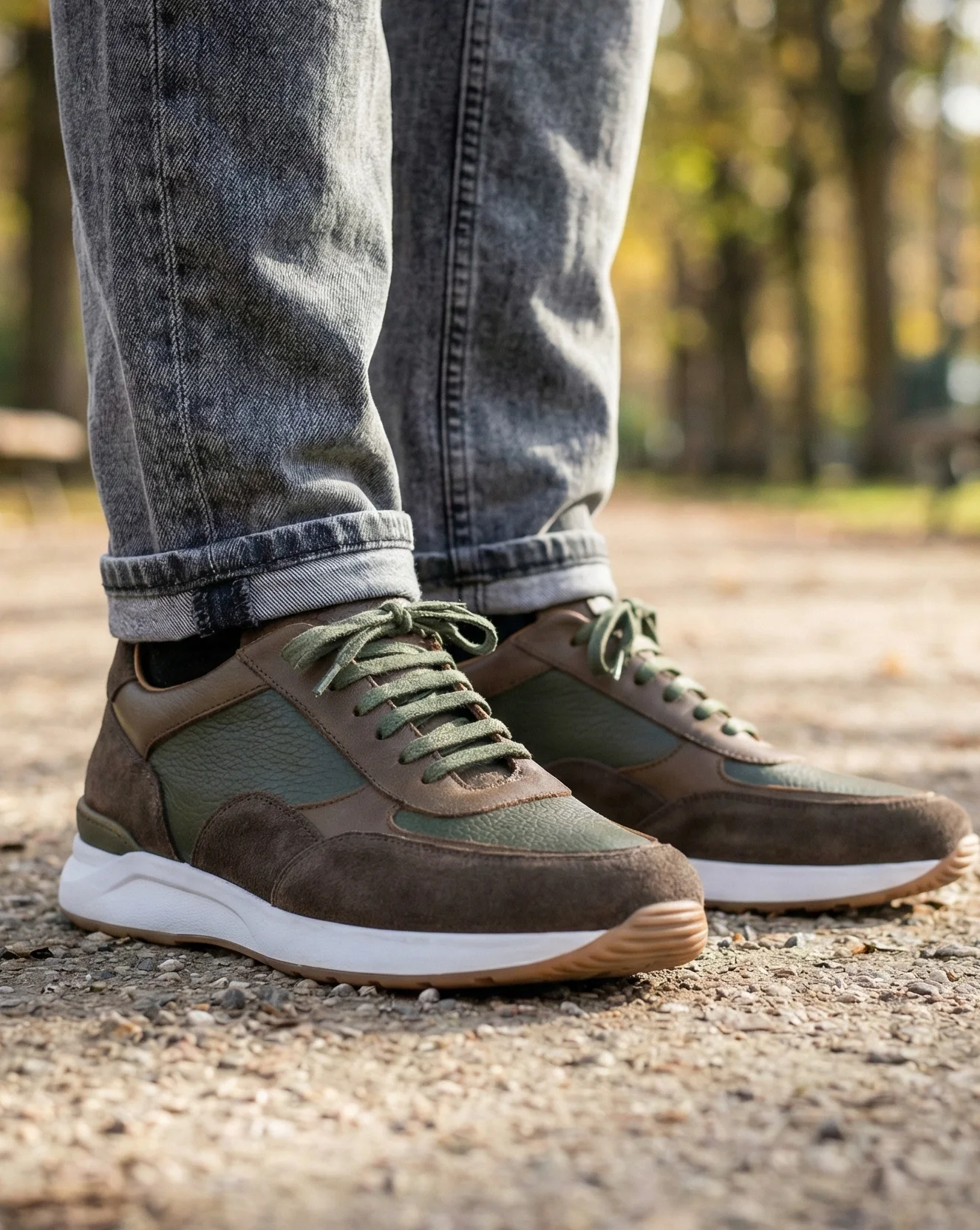 Baskets vertes et marron