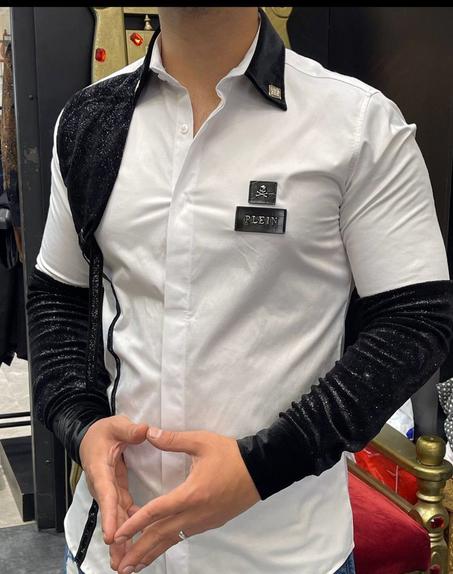 Chemise à manches longues en soie mélangée