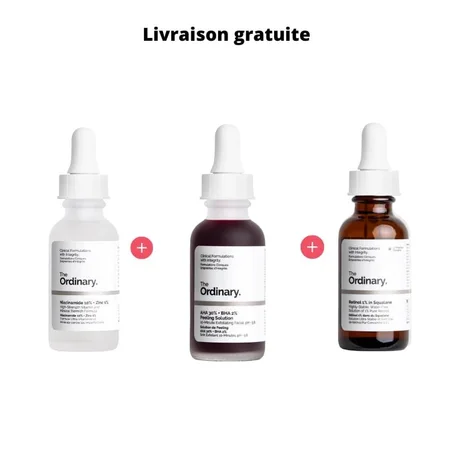 Pack " Routine Standard + Livraison Gratuite " : Peeling Aha bha (30ml)+ Niacinamide(30ml) + Rétinol(30ml)