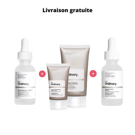 Pack pour "Les taches les points noires et les boutons et les pores + Livraison gratuite" : Niacinamide (30ml) + Salicylique (30ml) + Gel nettoyant (50ml) +  Crème hydratante (30ml)