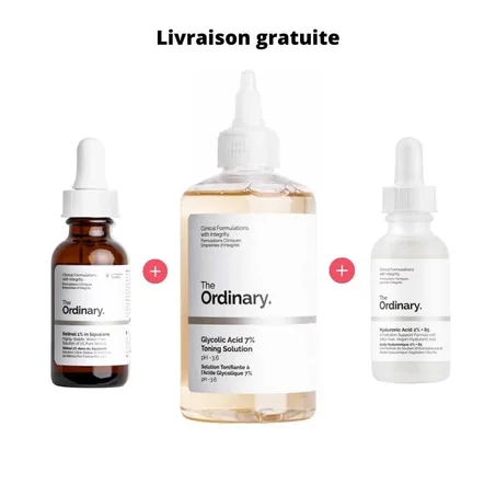 Pack " Average Glass Skin + Livraison Gratuite " :  Rétinol (30ml) +Hyaluronique (30ml) + Glycolique Acide (240ml)