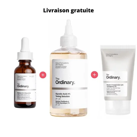 Pack " Pigmentation + Livraison Gratuite "  Glycolique (240ml) + Rétinol (30ml) + Vitamine C (30ml)