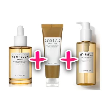 SKIN 1004 MADAGASCAR CENTENLLA LIGHT CLEANSING OIL 200 ML + [Skin1004] Centella Ampoule Foam 125ml + SKIN 1004 - Madagascar Centella Ampoule - 100m