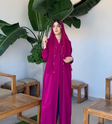 Khamrah pink abaya + Châle