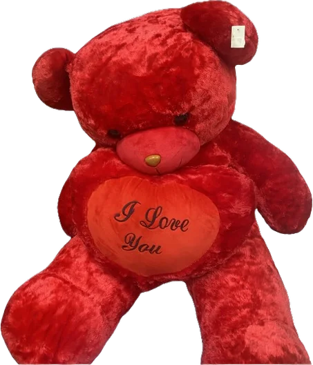 Peluche ours 1m20 - Rouge et Beige