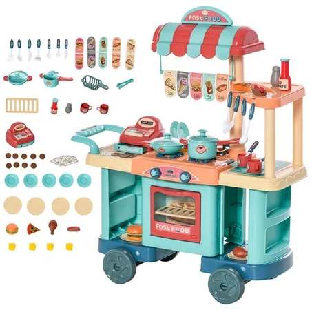 Jouets de supermarché et de chariot de restauration rapide pour enfants Qaba - 50 pièces