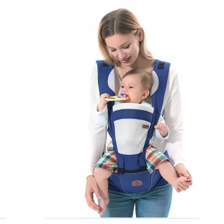 Porte-bébé chaise fonctionnel bleu - Confort optimal pour bébé et maman