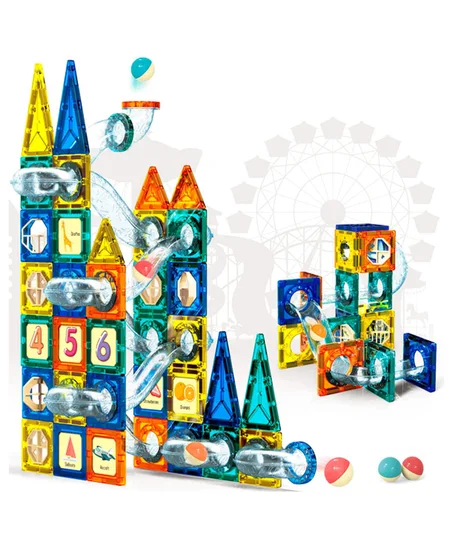 Ensemble de construction magnétiques - 97 pièces - Multicolore