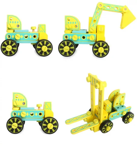 Engins à construire vis et écrous en bois – 68 pièces