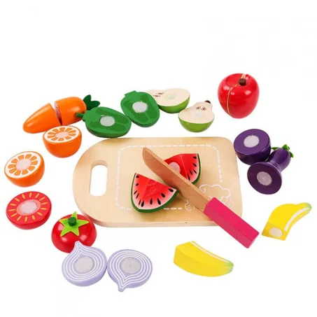 Jeu de découpe de fruits et légumes en bois