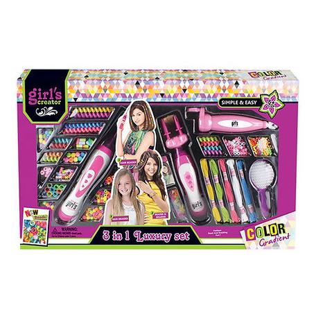 Coffret de jeu 3 en 1 pour perles à cheveux pour fille
