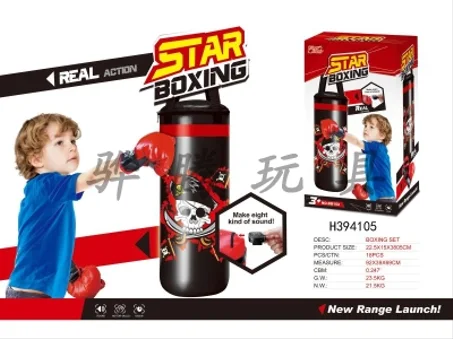 Sac de boxe avec gants de boxe et sons